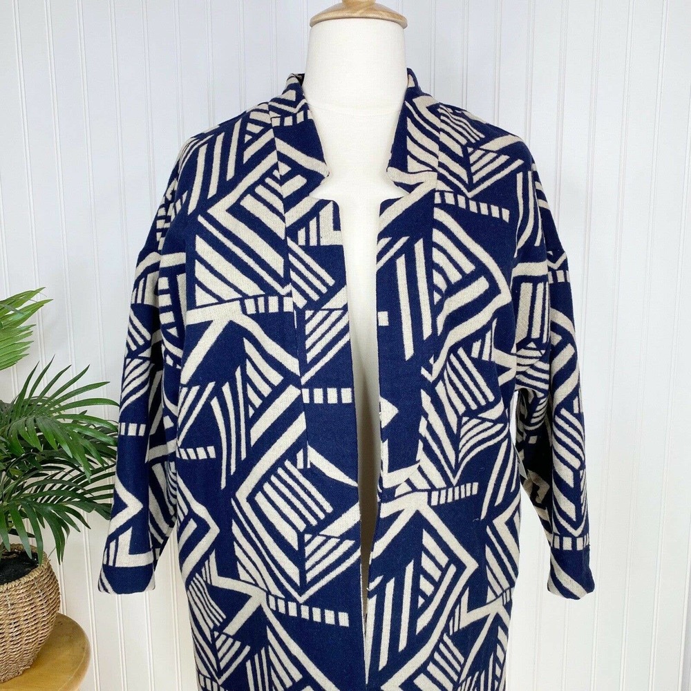 Old Navy NWT XL Coatigan Tan Navy 3/4 Sleeve Sweater Jacket